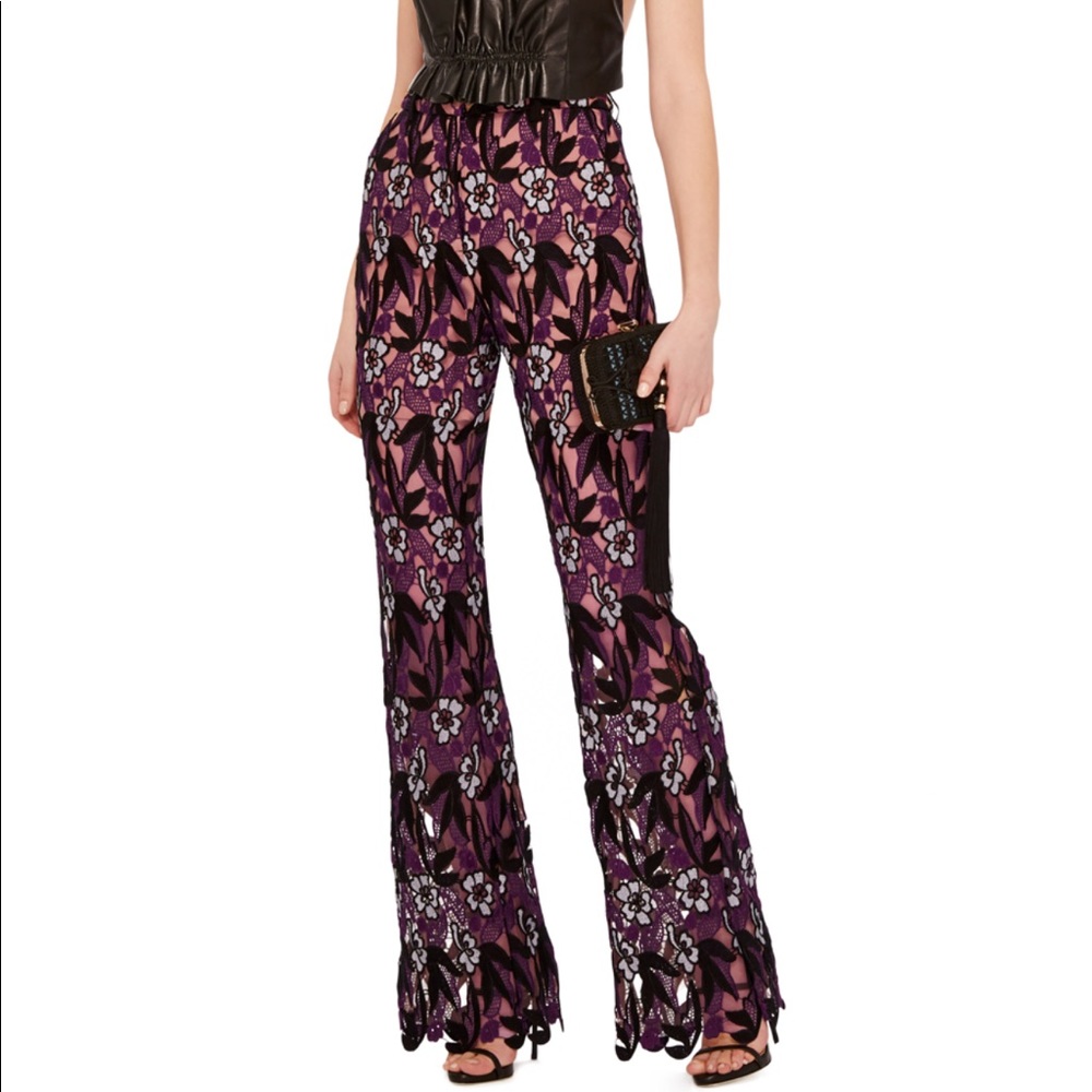 NWT SELF PORTRAIT PURPLE LACE PANTS - 2